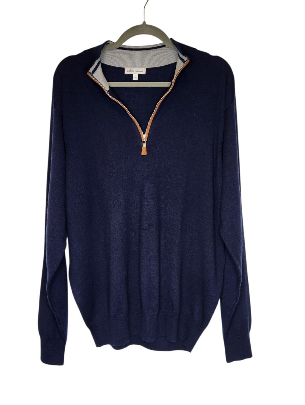 NWOT Peter Millar Navy Merino Wool Silk Blend 1/2 Zip Sweater Size Large